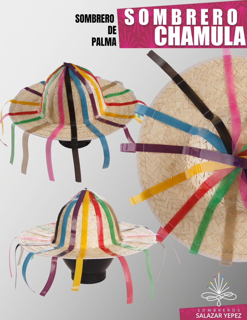 Sombrero estilo Chamula en palma natural