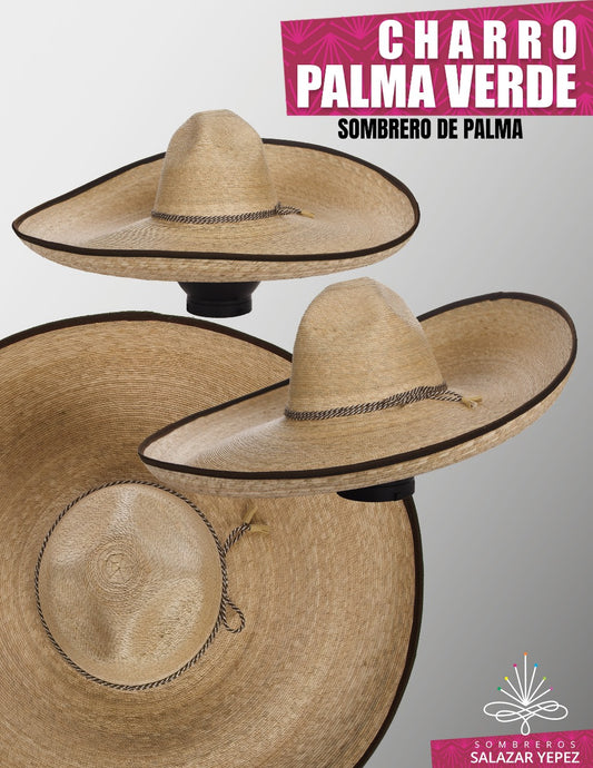 Sombrero charro elaborado en palma verde natural