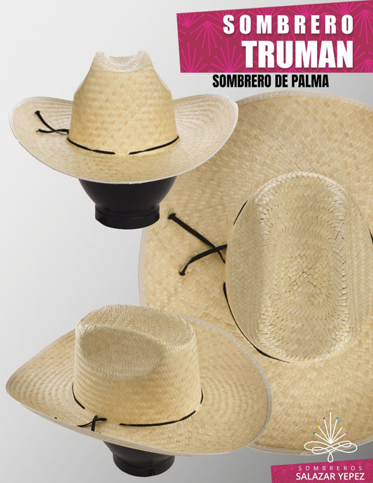 Sombrero estilo Truman en palma natural,